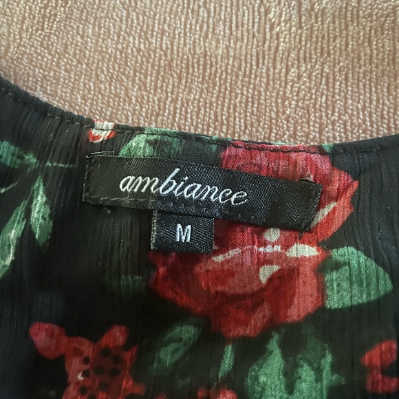 Ambiance Chiffon Floral Print Tulip Back navy blue size medium Tank Lining - Picture 11 of 14